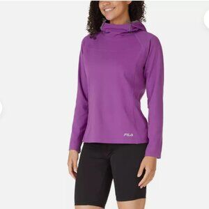Fila Women's Funnel Neck Activewear Training Hoodie Pullover, Purple
